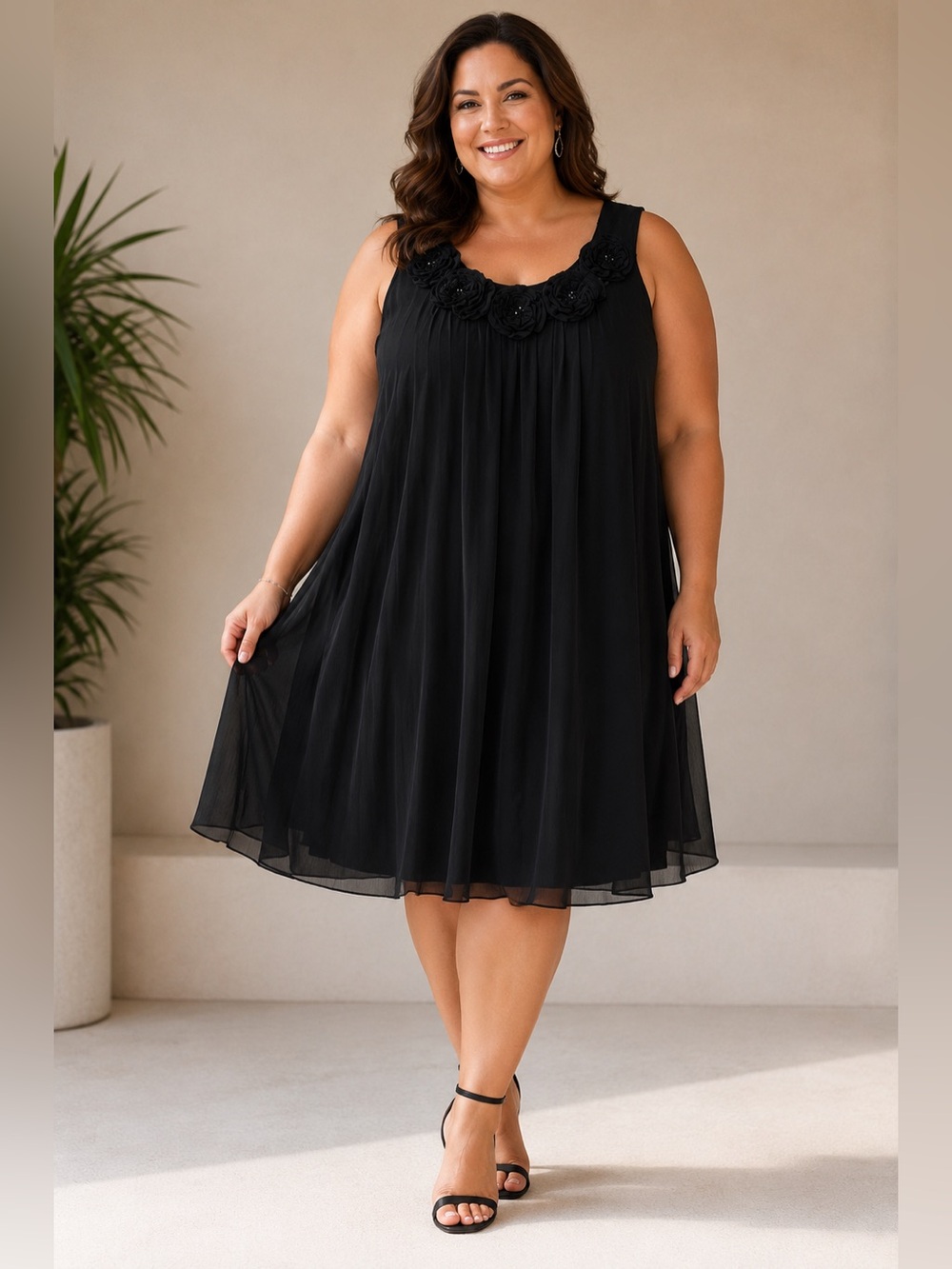 Beautiful special occasion dress - black with beaded detail at the neck